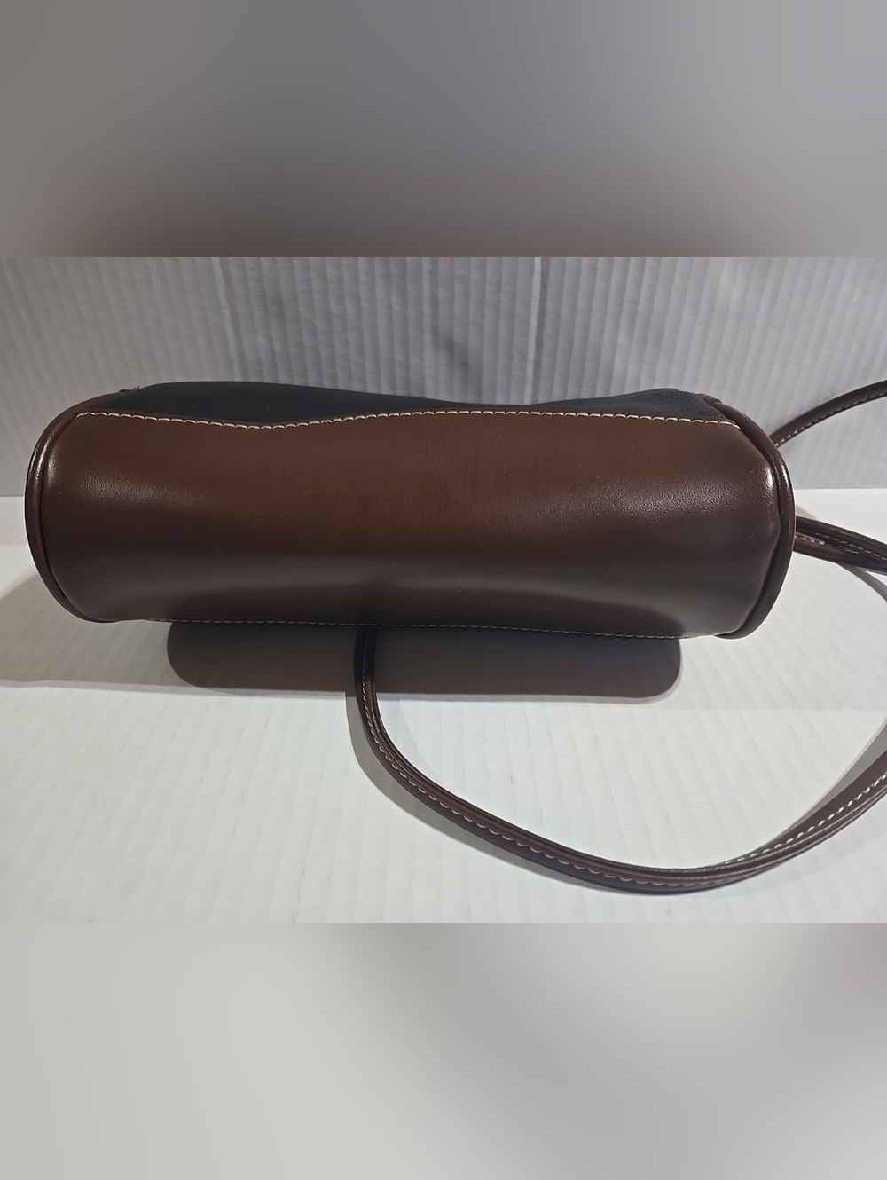 Vintage ESPRIT Black Crossbody Shoulder Bag w/ Brown Accent Spellout Green Trim - Picture 9 of 11